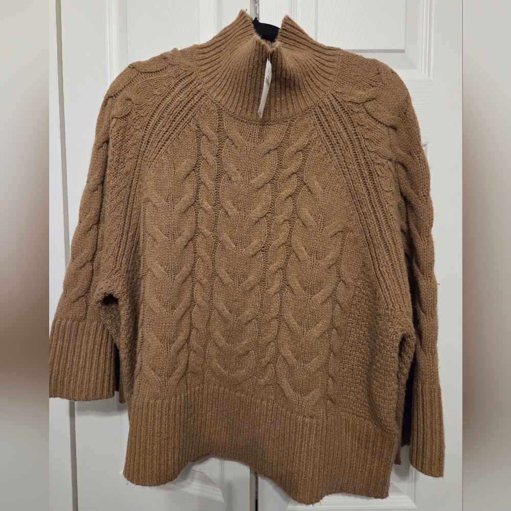 Banana Republic Tan Cable Knit Turtleneck Sweater